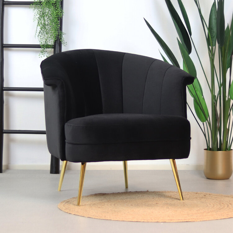 Fauteuil velours Amy noir