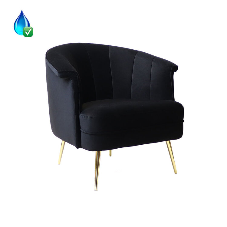 Fauteuil velours Amy noir
