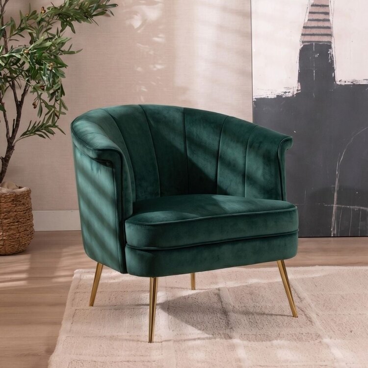 Fauteuil velours Amy vert
