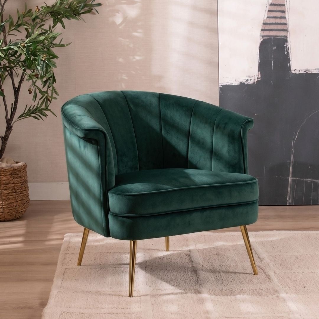 Fauteuil velours Amy vert