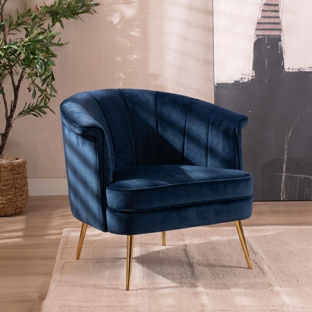 Fauteuil velours Amy bleu