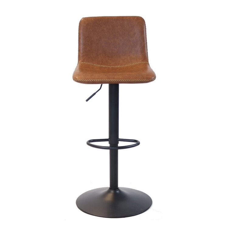 Tabouret de bar industriel Texas cuir Cognac 60 - 76 cm - pivotant