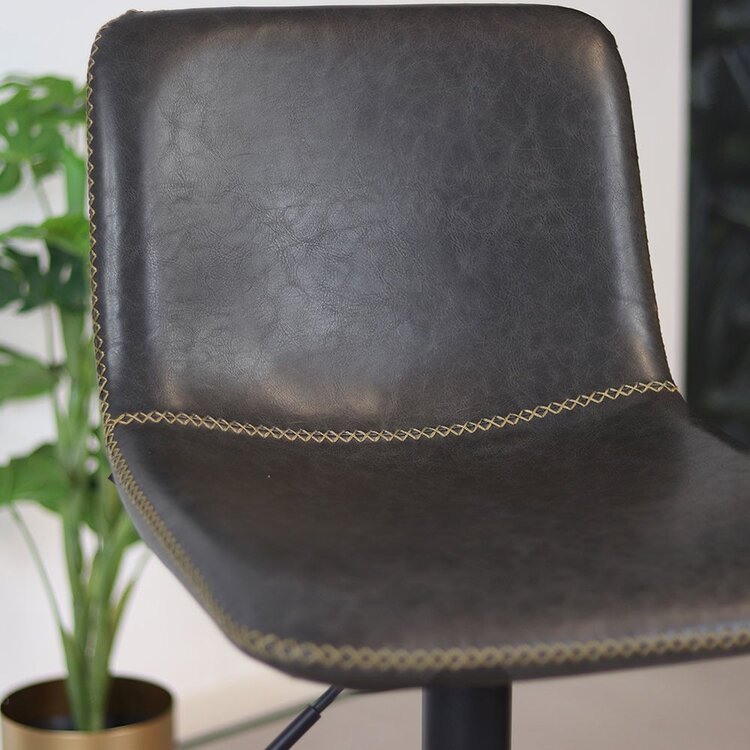 Tabouret de bar industriel Texas cuir anthracite 60 - 76 cm - pivotant