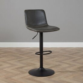 Tabouret de bar industriel Texas cuir anthracite 60 - 76 cm - pivotant