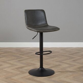 Tabouret de bar industriel Texas cuir anthracite 60 - 76 cm - pivotant