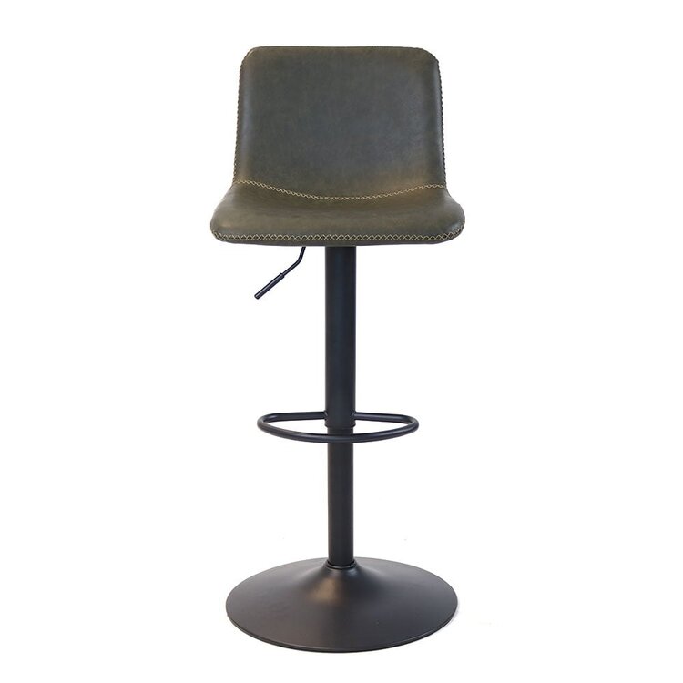 Tabouret de bar industriel Texas cuir vert 60 - 76 cm - pivotant