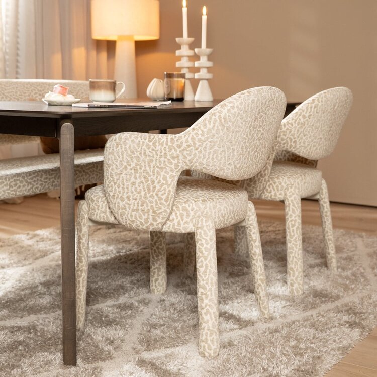 Chaise de salle à manger Leo taupe leopard