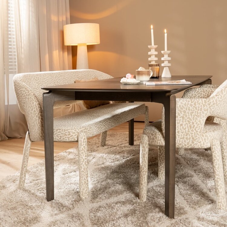 Banc de salle à manger Leo taupe leopard 160 cm