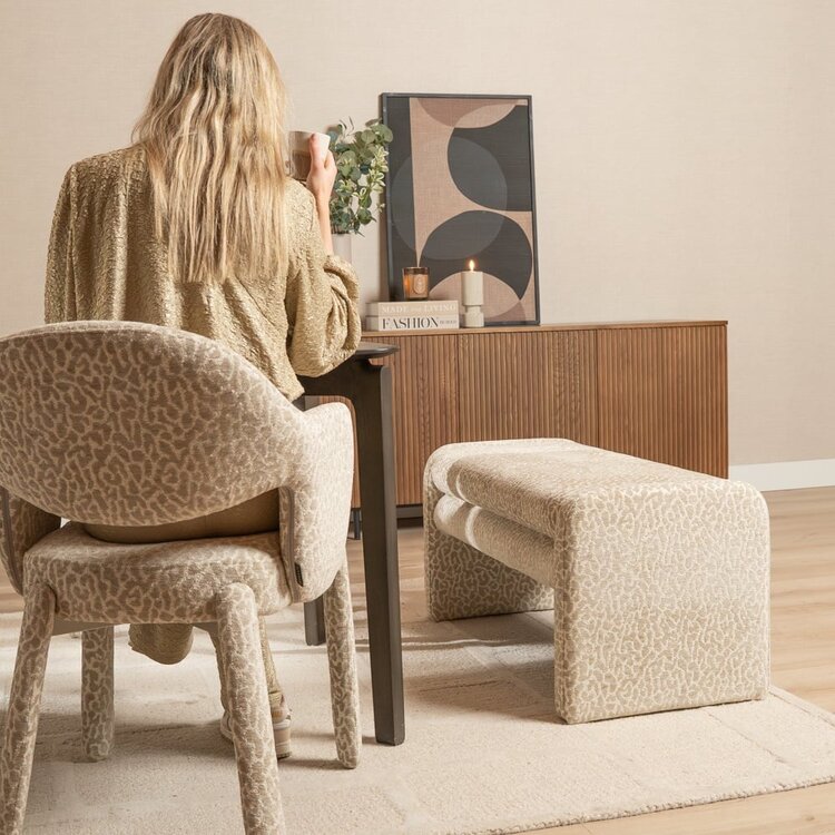 Banc de salle à manger Lux leopard taupe 100 cm