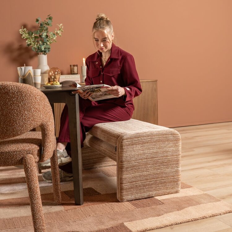 Banc de salle à manger Ravi chenille beige/pink 100 cm