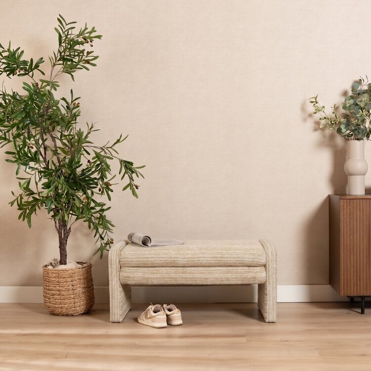 Banc de salle à manger Ravi chenille beige/taupe 100 cm