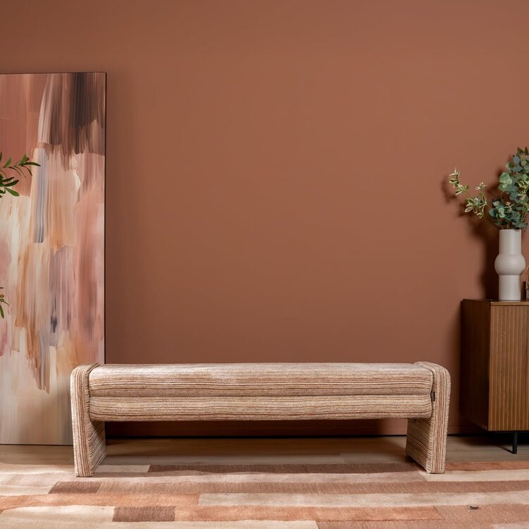 Banc de salle à manger Ravi chenille beige/pink 160 cm