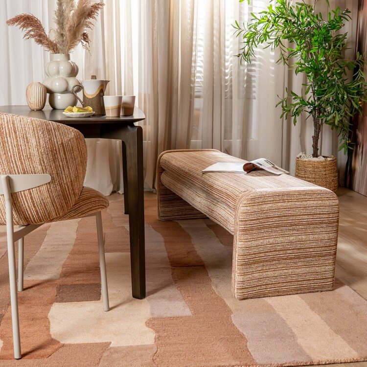 Banc de salle à manger Ravi chenille beige/pink 160 cm