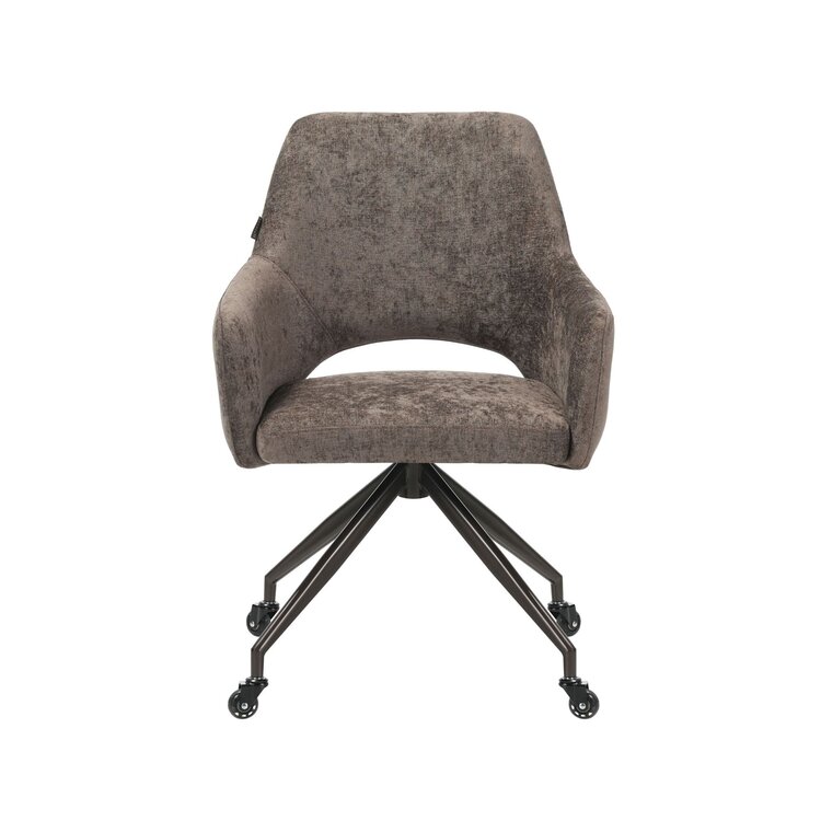 Chaise de salle à manger à roulettes Mexx velours marron