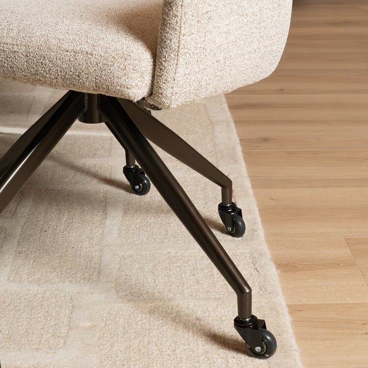 Chaise de salle à manger sur roulettes Mexx tissu chiné off white/brun