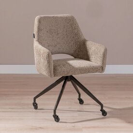 Chaise de salle à manger à roulettes Mexx velours taupe