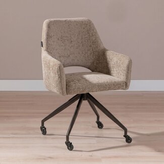 Chaise de salle à manger à roulettes Mexx velours taupe