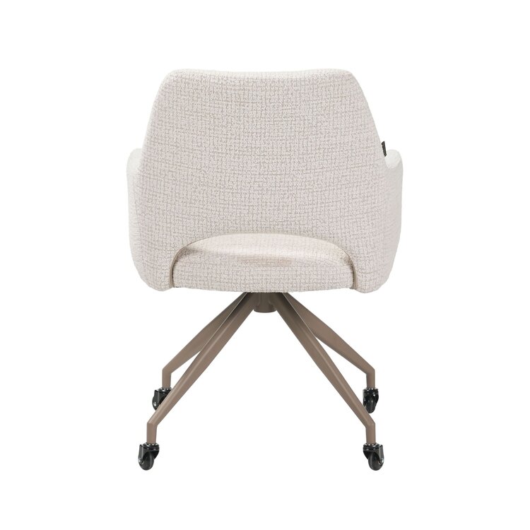 Chaise de salle à manger à roulettes Mona tissu chiné beige