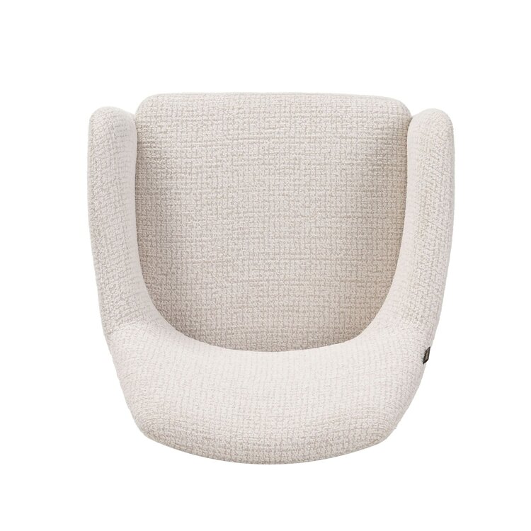 Chaise de salle à manger à roulettes Mona tissu chiné beige