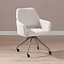 Chaise de salle à manger à roulettes Mona tissu chiné beige