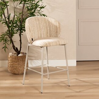 Tabouret de bar Milo chenille beige/taupe 70 cm
