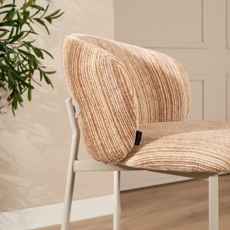 Tabouret de bar Milo chenille beige/pink 70 cm