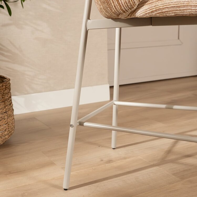 Tabouret de bar Milo chenille beige/pink 70 cm