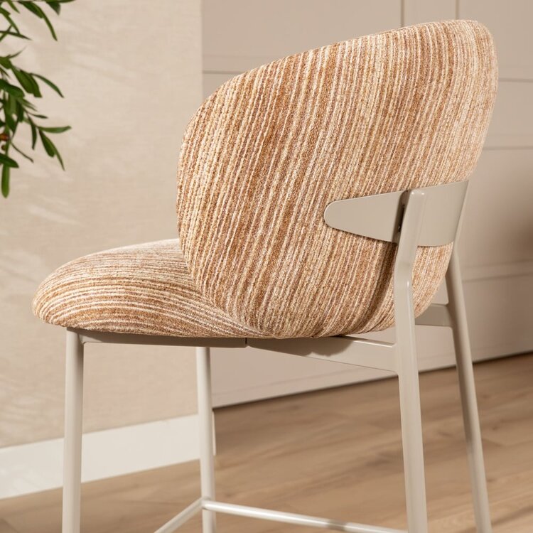 Tabouret de bar Milo chenille beige/pink 70 cm