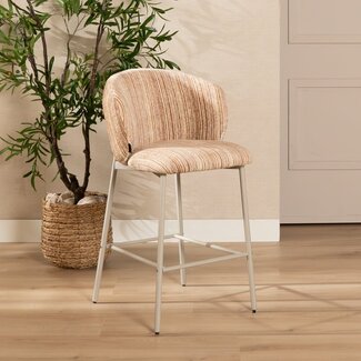 Tabouret de bar Milo chenille beige/pink 70 cm