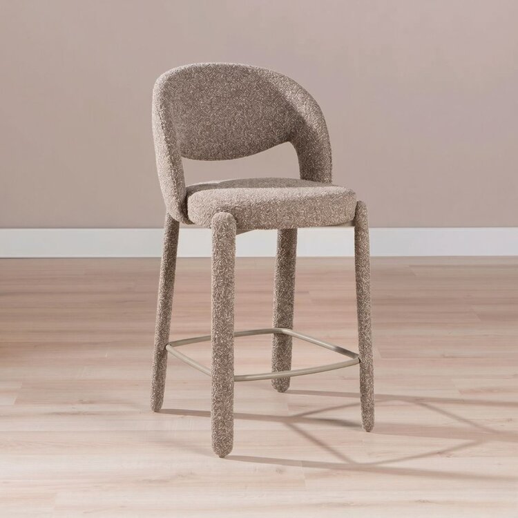 Tabouret de bar June bouclé brun 70 cm