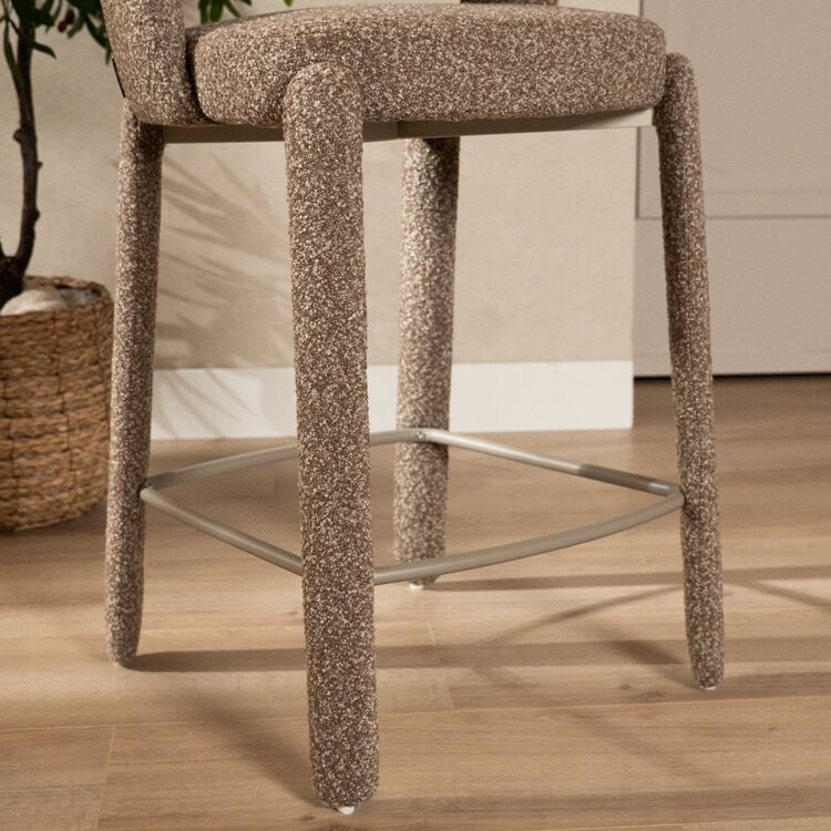 Tabouret de bar June bouclé brun 70 cm