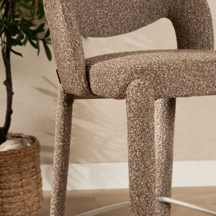 Tabouret de bar June bouclé brun 70 cm