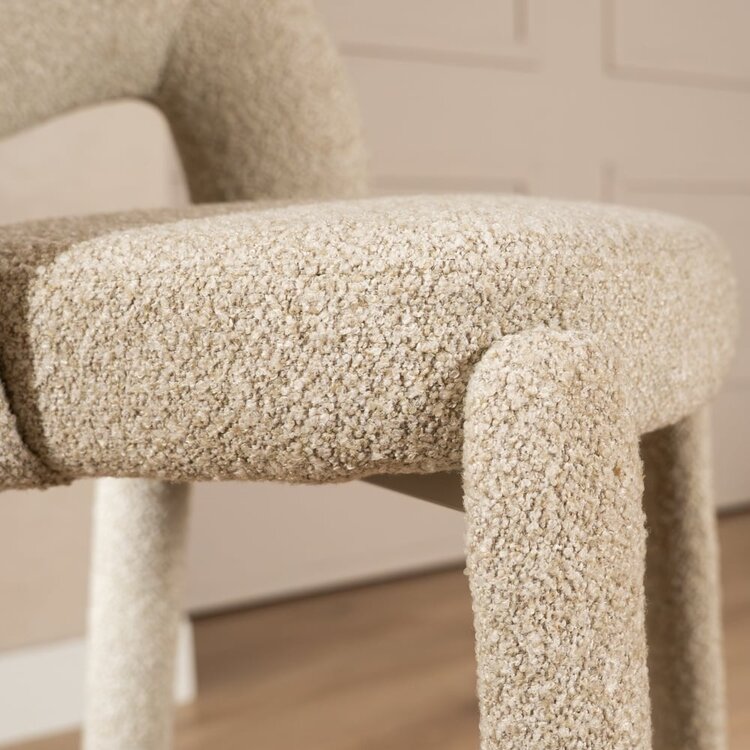 Tabouret de bar June bouclé taupe 70 cm