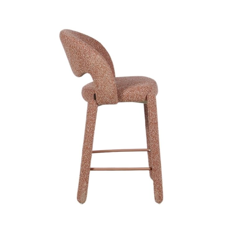 Tabouret de bar June bouclé terracotta 70 cm