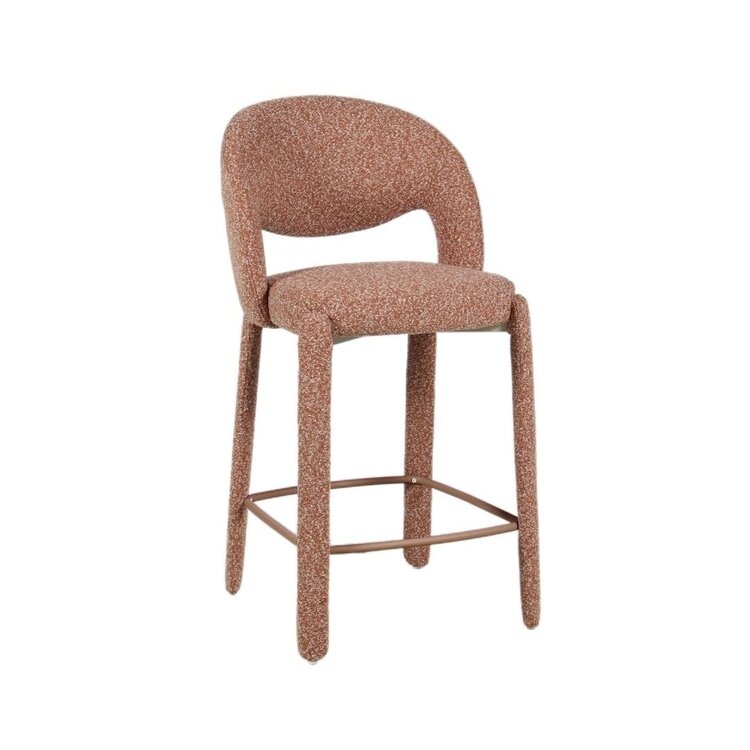 Tabouret de bar June bouclé terracotta 70 cm