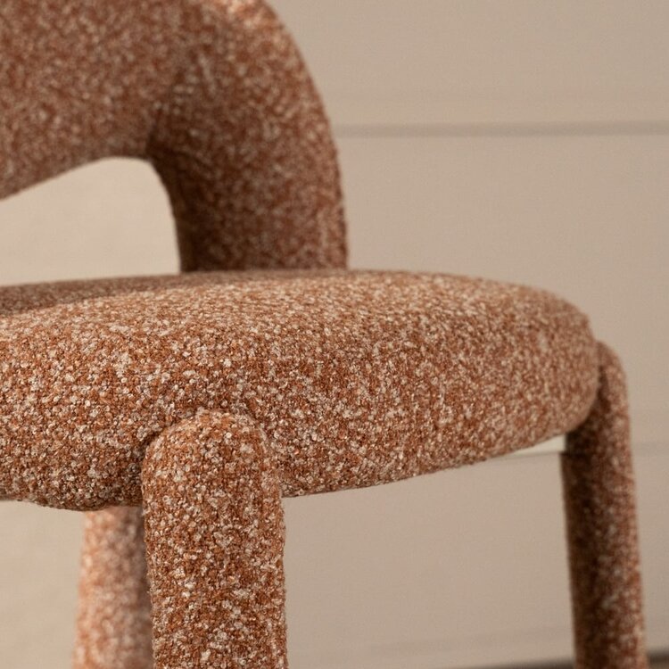 Tabouret de bar June bouclé terracotta 70 cm