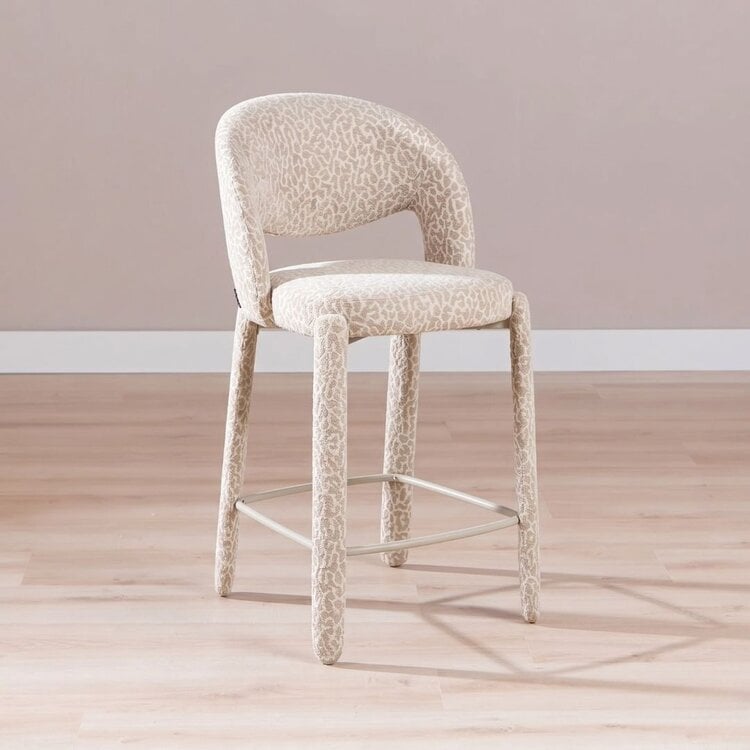 Tabouret de bar Leo taupe leopard 70 cm