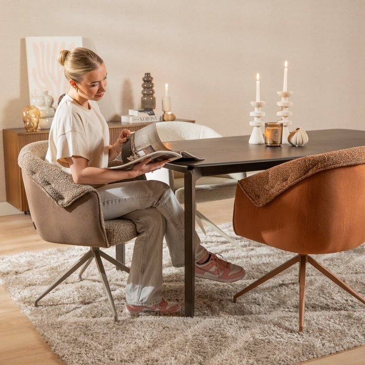 Chaise de salle à manger Riley pivotante bouclé brun