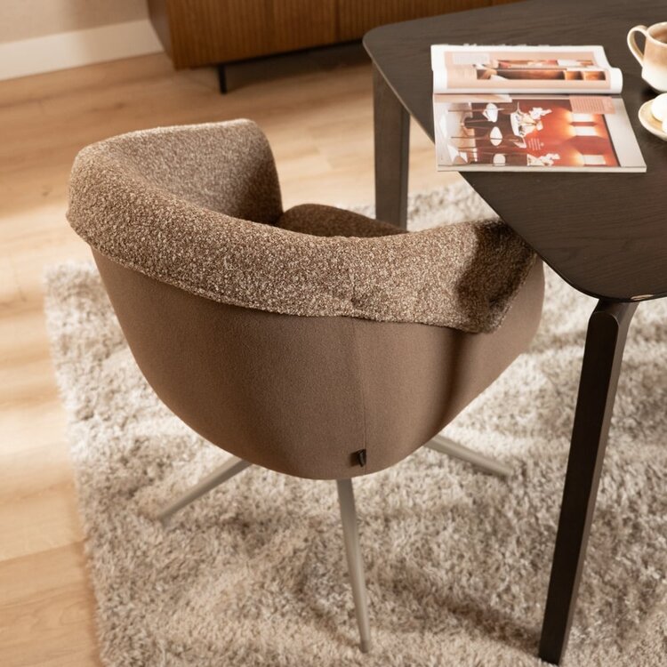 Chaise de salle à manger Riley pivotante bouclé brun