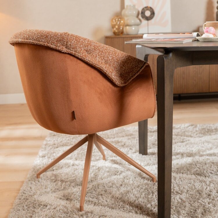 Chaise de salle à manger Riley pivotante bouclé terracotta