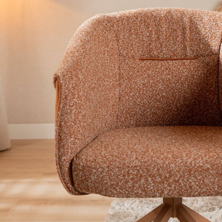 Chaise de salle à manger Riley pivotante bouclé terracotta