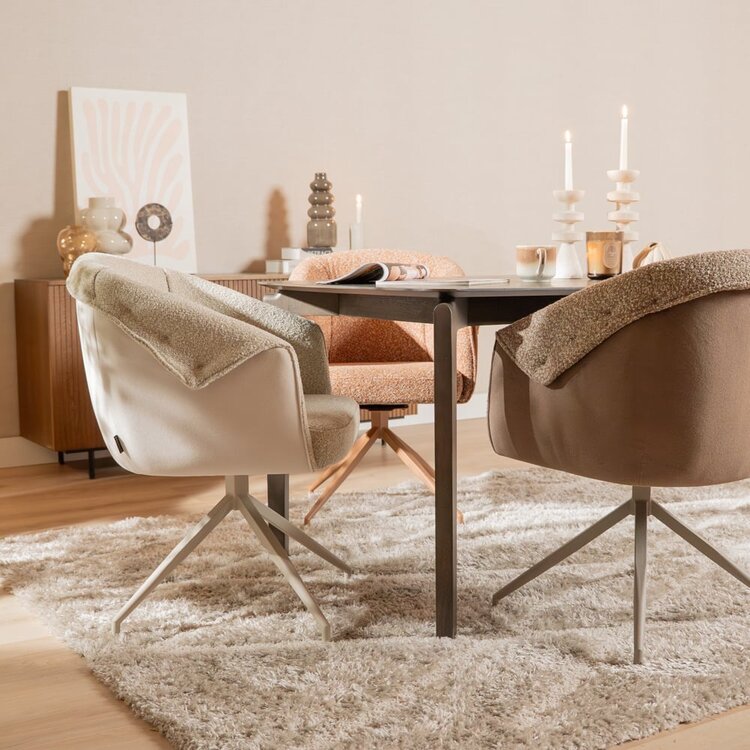 Chaise de salle à manger Riley pivotante bouclé taupe