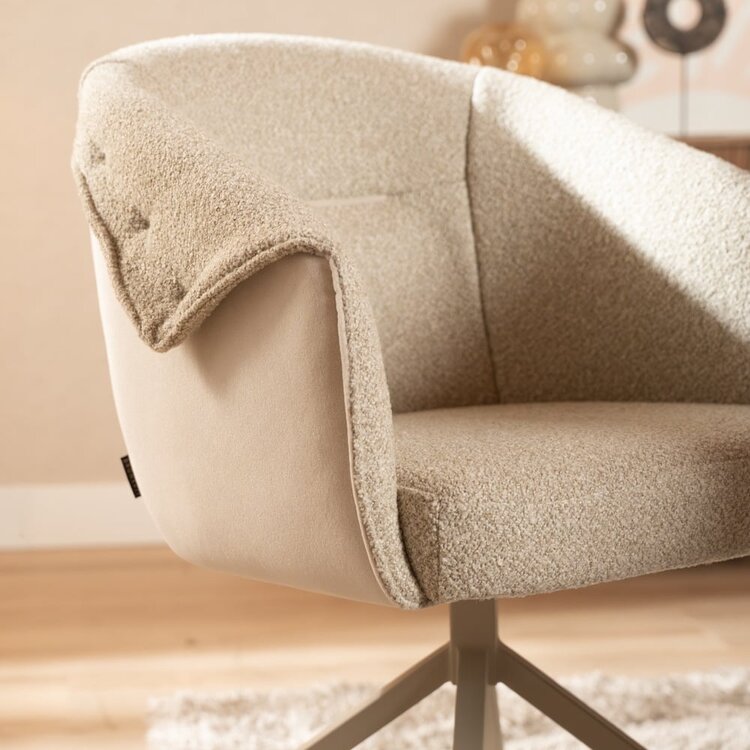 Chaise de salle à manger Riley pivotante bouclé taupe