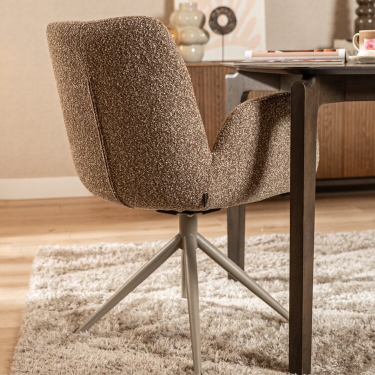 Chaise de salle à manger Alex pivotante bouclé brun