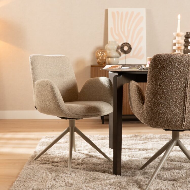Chaise de salle à manger Alex pivotante bouclé taupe
