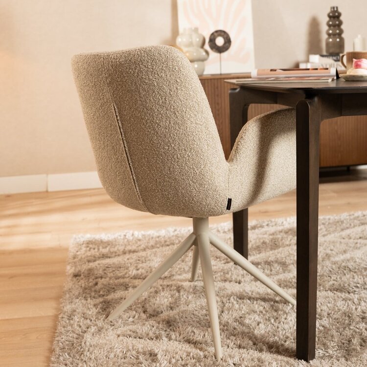 Chaise de salle à manger Alex pivotante bouclé taupe