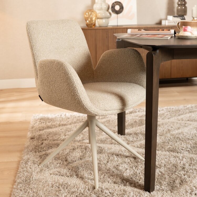 Chaise de salle à manger Alex pivotante bouclé taupe