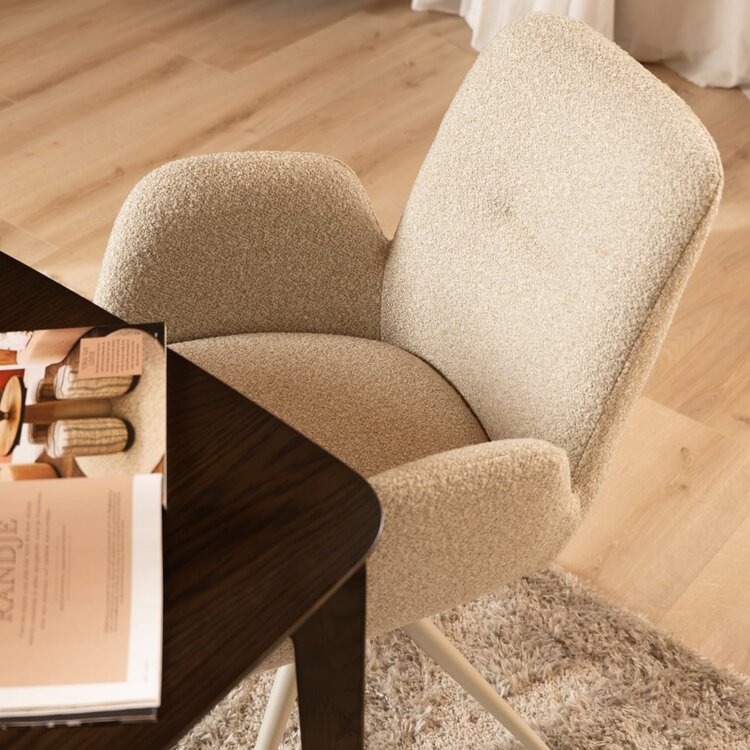 Chaise de salle à manger Alex pivotante bouclé taupe