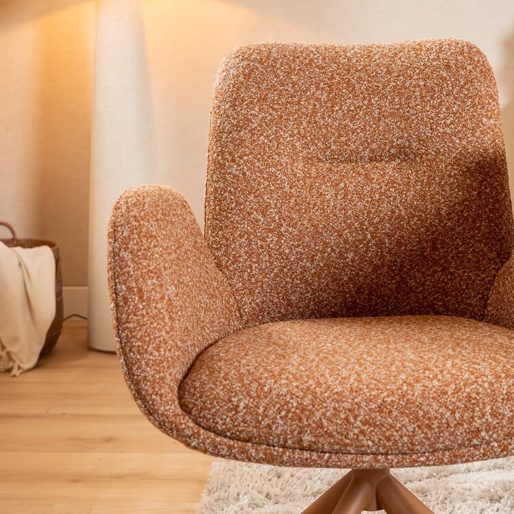 Chaise de salle à manger Alex pivotante bouclé terracotta