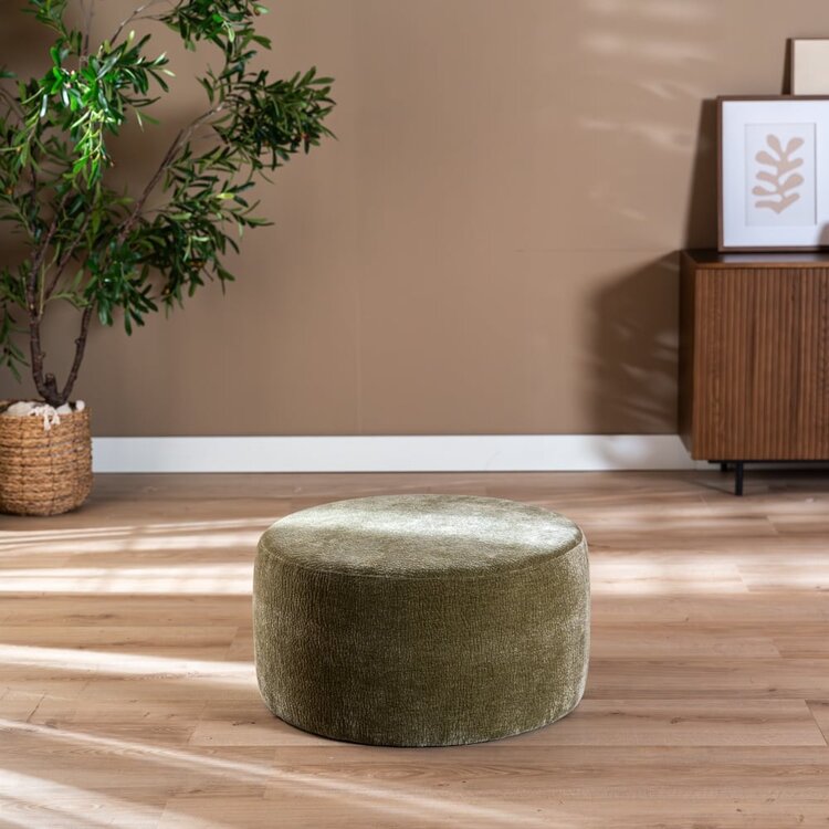 Pouf Chloe rond chenille vert ø70 cm